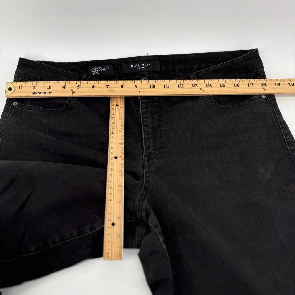 Nine West Cigarette Fit Skinny Leg Jeans Size 16/33 Black Denim